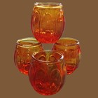 Vintage Italian Empoli Corset Amberina Decanter Set