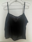 Women s Black Solid Ruffle Camisole Top Adjustable Straps Size Xl Regular