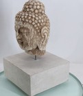 Chinese Tibetan Antique Carved Stone Buddha Head Solid Rock From Statue Buried