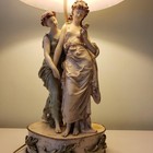 Antique Art Nouveau L   F Moreau Signed French Victorian Figural Table Lamp Euc