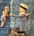 Antique Schuco Germany Wind Up Key Felt Celluloid Dancing Sailor Couple Working 