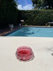 Antique Hand Blown Pointed Baffled Cranberry Glass 5    Candy Nut Dish Bowl