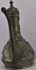 Antique Islamic Ottoman Mamluk Mughal Bronze  Silver-inlaid Pot Ewer