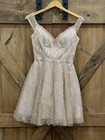 Mori Lee Madeline Gardner Formal Pink Gold Beaded Glitter Prom Dress Sz 4 Short