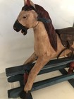 Vintage Wooden Rare Rocking Horse  15x13 Inch  Leather Saddle Antique Sale 2day