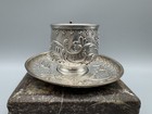 French H h  Sterling Silver Demitasse Cup And Saucer  Late 19th C   116 Grams