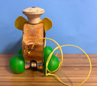 Vintage 1965 Fisher Price Wooden  Pig Pull Toy Made In Usa