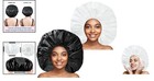 Super Jumbo Waterproof Shower Cap 2 Pcs For Curly Or Long Hair - Black   White