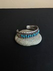 Vintage Native Navajo Turquoise Sterling Silver Needle Point Bangle Bracelet