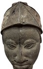 Authentic African King Benin Bronze Head Bust Statue - Nigeria -20 Century