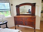 Beautuful Antique Dark Brown Solid Wood Dresser Chest With Mirror