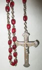 Vintage Ruby Red Glass Bead Rosary  Italy  Silver Tone Crucifix Cross christian
