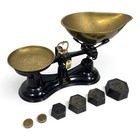 Vintage Salter No 56 Balance Kitchen Scale Brass Pans Weights Set Max 2kg