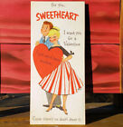 Vtg Hallmark Valentine Greeting Card Cut Out Couple Paper Doll 1950s Heavy Lg
