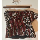 Whbm Nwt Off One Shoulder Ruffle Blouse Size 8 Red Black White Asymmetrical