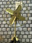 Pedestal Fan Brass Finish On Black Adjustable Height Tripod Royal Navy Retro