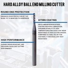 10 Pcs 1 16  4 Flute 1-1 2  Overall Ball Nose Carbide End Mill Altin Coated