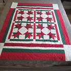 Handmade Handstitched Christmas Quilt Throw Red Green Cottagecore Folkart  read