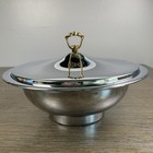 Kromex Serving Dish Bowl With Cover Mcm Large Casserole Chrome Plus Pyrex 2 Qt