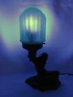 Art Deco Lady Figural Lamp W  Vaseline Glass Shade