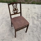 Vintage Lyre Back Wood Folding Chair Duncan Phyfe Style Mid Century Card Table