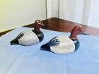 Vintage Miniature Pair Carved Wooden Redhead Ducks  Eastern Shore Decoy Carver   