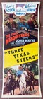 Rare  3 Texas Steers Insert Original 1939 John Wayne Western Movie Poster  14x36
