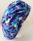 Blue And Purple Butterflies Size Large Medical Bouffant Scrub Cap Surgery Hat