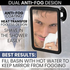 Fogless Shower Mirror For Shaving With Upgraded Suction  Dual Anti