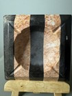 Vintage Mid Century Black And Pink Striped Marble Cigarette Ashtray 6 x 6   