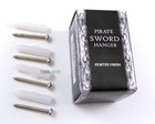 Sword Hanger Set Pewter Pirate Skull Cutlass Sword Gun Knife Wall 2 Pc Display