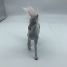 Vintage Flocked Unicorn Toy Figure Pink Hair Mythical Creature Diorama Pretend