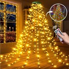 Christmas Tree Waterfall Lights With Remote Control For Home Garden Party Decor
