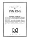Monarch 10  Ee Toolmaker Lathe Early Round Dial Operator  Part  Elect Manual  92
