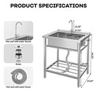 28   Stainless Steel Freestanding Commercial Utility Sink Single Bowl W  Faucet