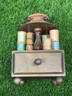 Antique Victorian Sewing Box With Small Drawer Thread Storage And Old Bobbins