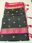 Women Beautiful Pink Gold Woven Saree With Pink Gold Border And Buttas 