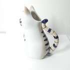 Cat Shaped Pitcher Figural Henriksen Imports Japan Vintage White Blue