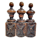 3 Rosette Flower Wood Post Finial Newel 5 8 Antique French Architectural Salvage