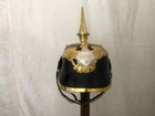 German Pickelhaube Helmet Prussian Leather Engrave Spiked Officer Helmet Replica