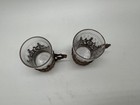 Antique Likely Silver Pair Of Liquor Cordial Glass Cup Holders