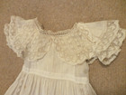 Stunning antq Victorian 19c Long Baby Christening Gown Dress Double Lace Pleats