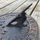 Vintage Hummingbird Cast Iron Roman Numerals 10  Sundial Patina Garden Clock 