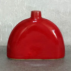 Japanese Mid Century Modern Vase Red Rounded Triangle Ikebana H14 3cm 5 62  Vtg
