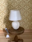 1 12 Dollhouse Miniatures 12v White Ceramic Table Lamp Soft White Electric Light