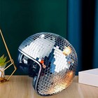 Disco Ball Helmet With Retractable Visor  Glitter Glass Cap  silver 