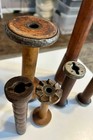 Vintage Industrial Wooden Textile Spools 6 Early 20th Century Mill Bobbins