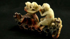 Hand Carved Asian Three Tone Soapstone Monkeys Vintage