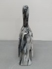 Vintage Carved Bird Duck Black gray white Onyx Marble 6in  Sculpture Figurine