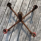 Antique Primitive Wood   Tin 4-arm Candelabra Hand-carved Folk Art Candle Holder